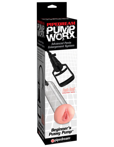 Pump Worx Beginner Pussy Pump Penis Pump with Vagina Sleeve Beige Pumps