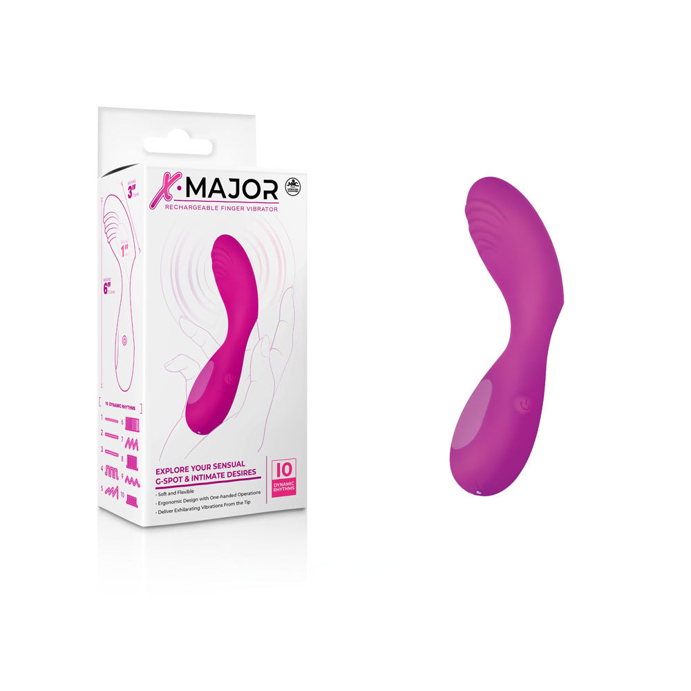 X Major Finger Vibe - Pink Rechargeable G-Spot Stimulator Pink Finger Stimulator