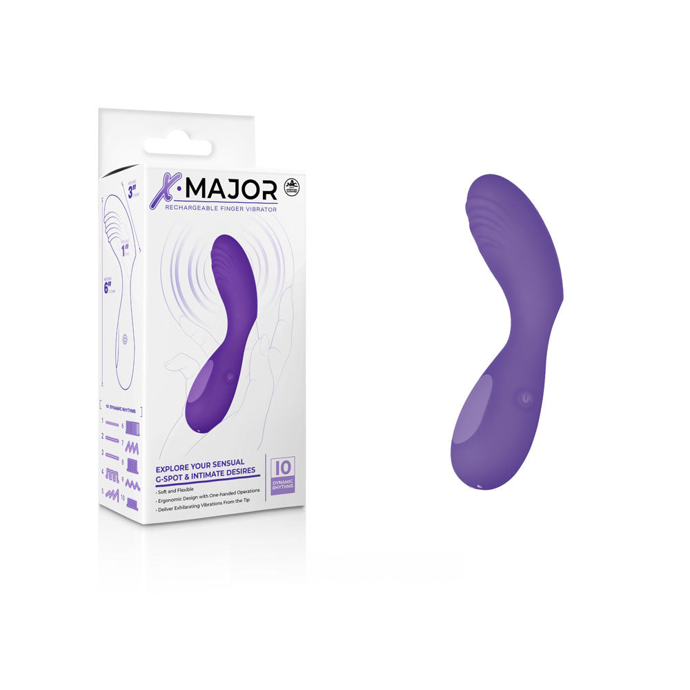 X Major Finger Vibe - Purple 5 Inches Rechargeable Stimulator Purple Finger Stimulator