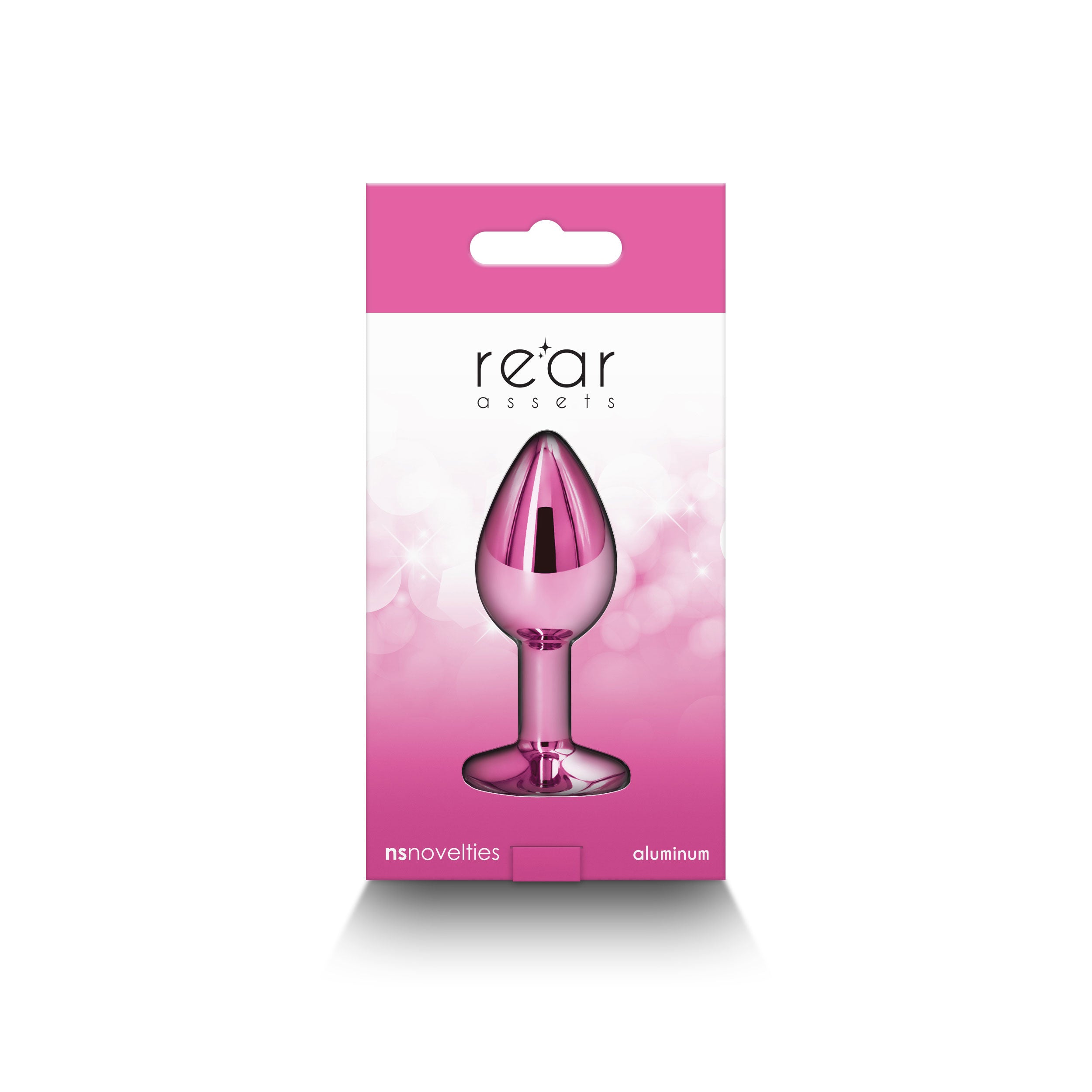 Rear Assets - Small - Pink - 7.1 cm Small Metal Butt Plug with Round Gem Base > Anal Range > Jewel Butt Plugs
