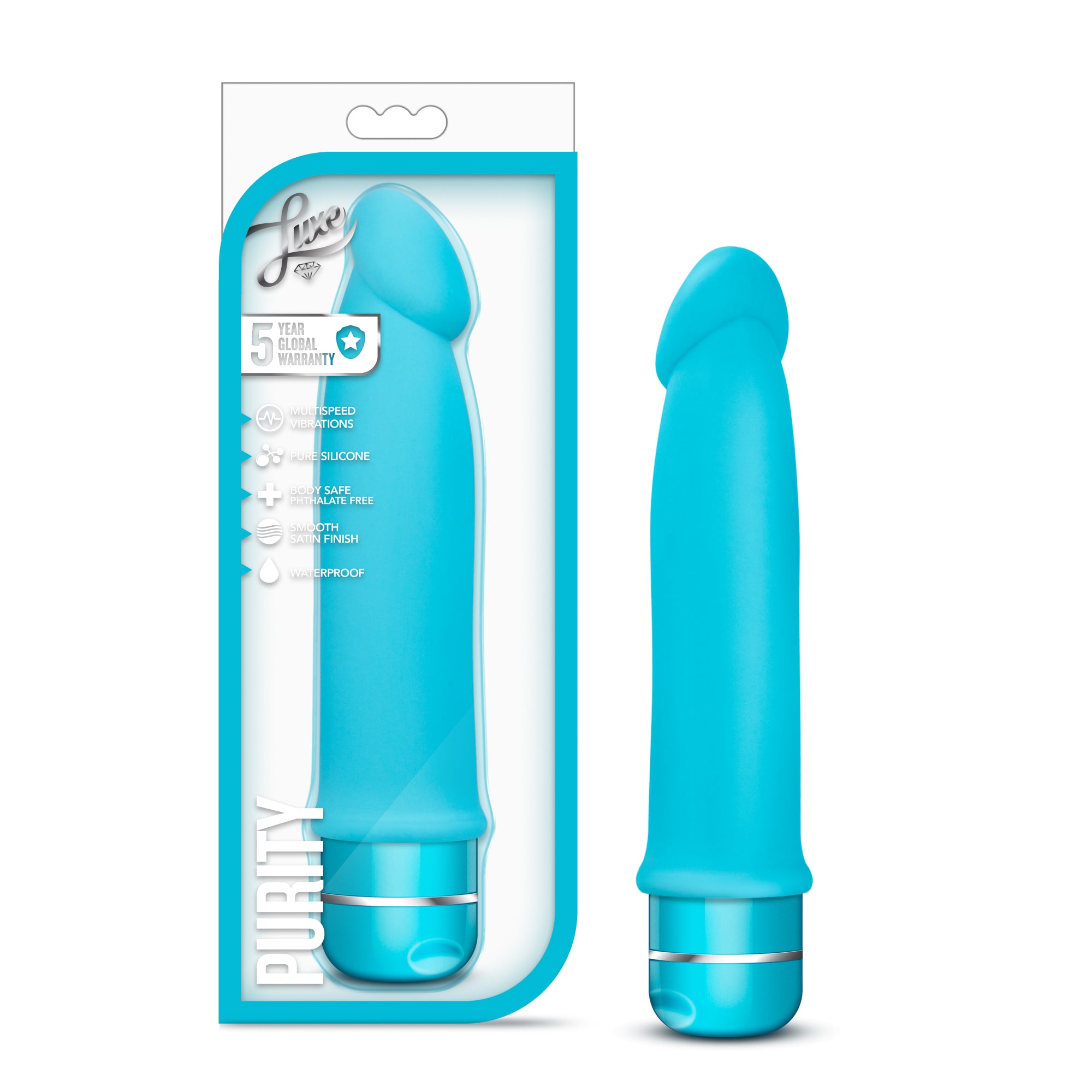 Luxe Purity Blue 7.5 Inch Silicone Vibrator with Multi-Speed Blue > Vibrators > Standard Vibrators