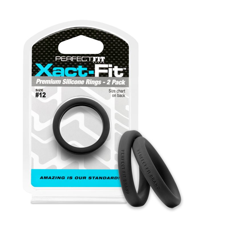 Xact-Fit #12 1.2in 2 Pk Precision Cock Ring Set Black COCK RINGS Main image