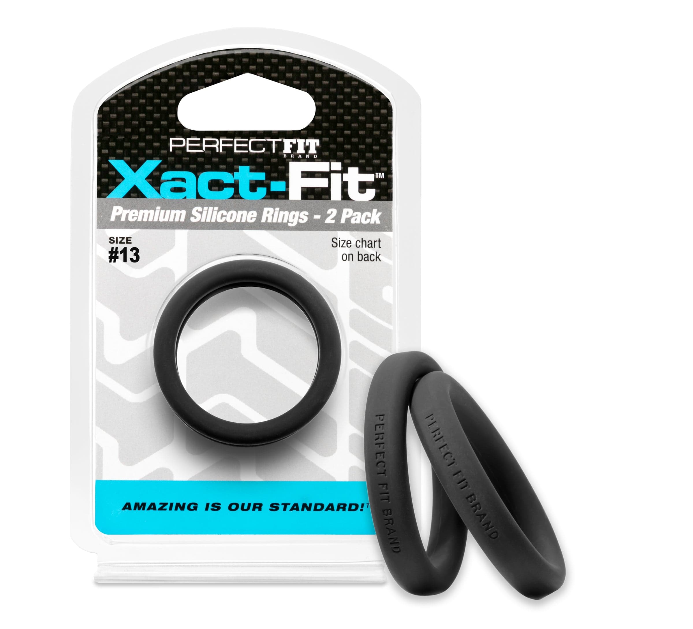 Xact Fit Size 13 Silicone Cock Rings 1.3 Inch 2 Pack > Cock Ring > Sets Main image