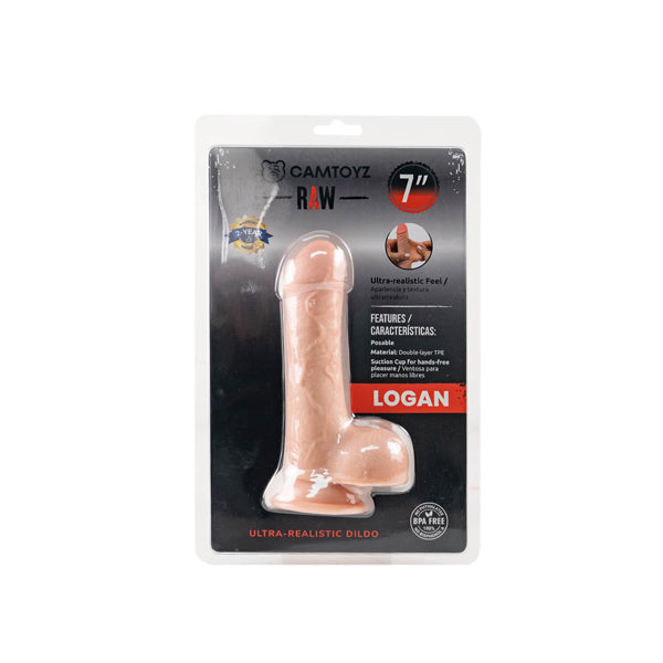 Raw Ultra Realistic Double Layered Dildo Logan 17.5cm Beige Dongs Realistic