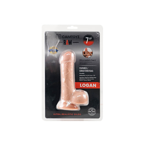 Raw Ultra Realistic Double Layered Dildo Logan 17.5cm Beige Dongs Realistic