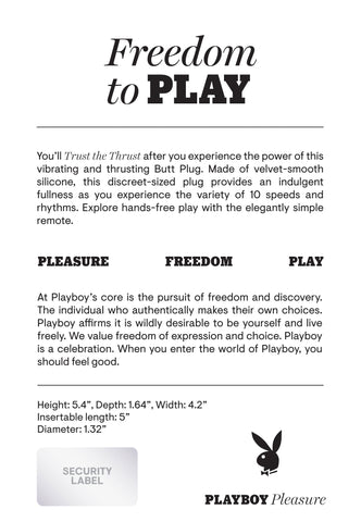 Playboy Pleasure Trust the Thrust 13.7 cm Butt Plug > Anal Range > Vibrating Butt Plugs