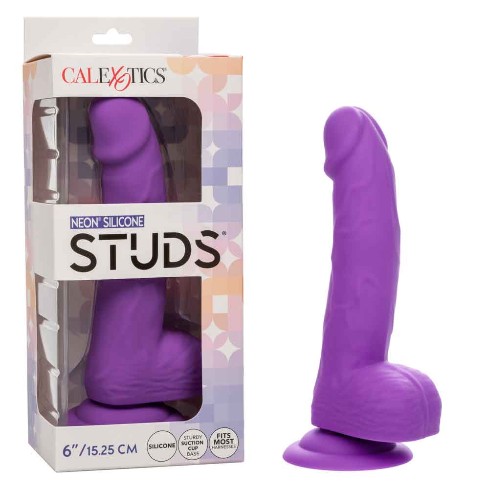 Neon Silicone Studs 6 Inch Dildo - Purple