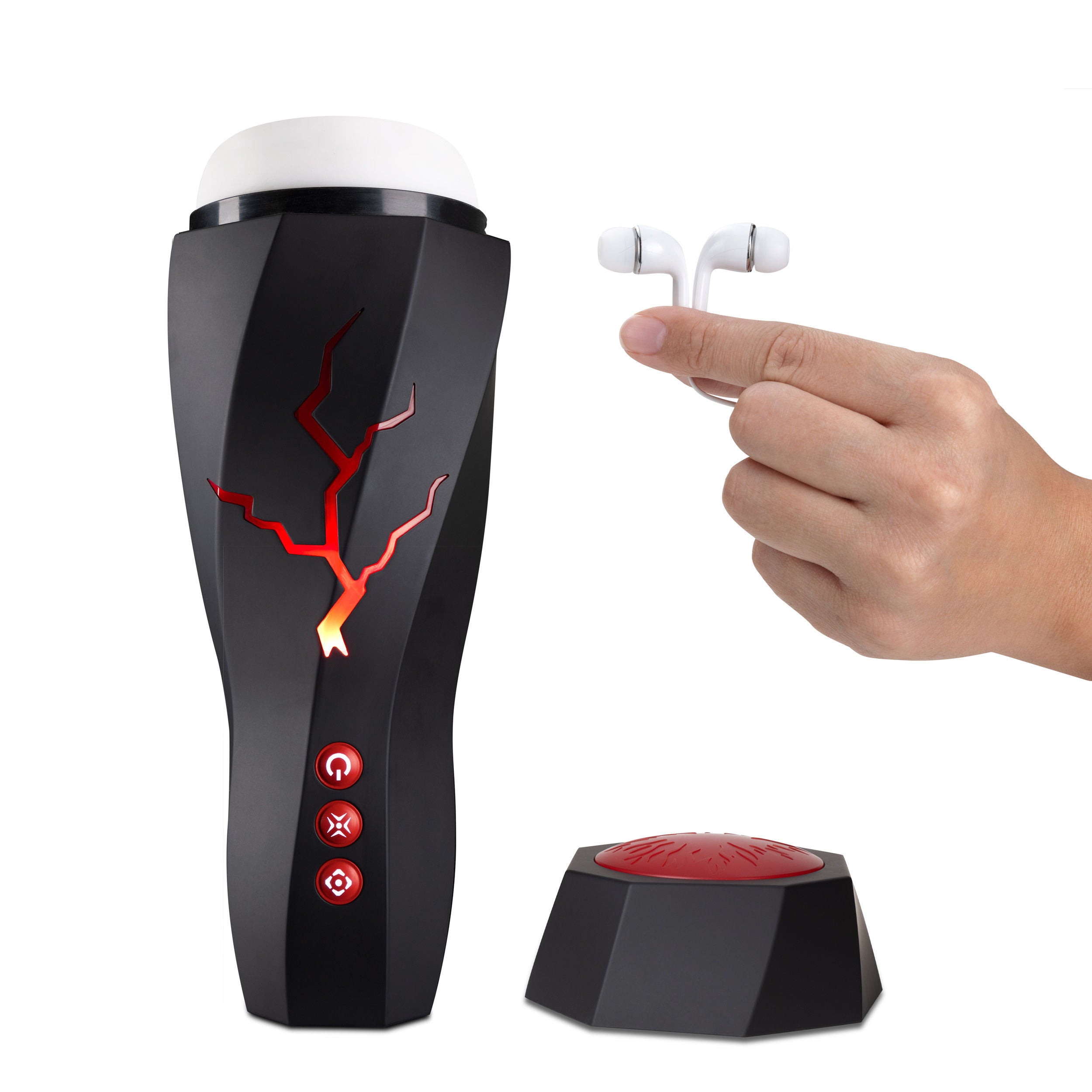 M for Men Storm (White) – Ribbed Masturbator Cup Vibrator with 7 Vibration Functions and Suction > Sex Toys For Men > Masturbators > Vibrating