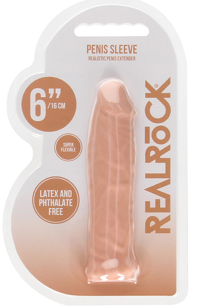 Realrock 6 Inch Realistic Penis Sleeve 15.2 cm Penis Extension Sleeve 6 Inches Flesh Pink > Sex Toys For Men > Penis Sleeves