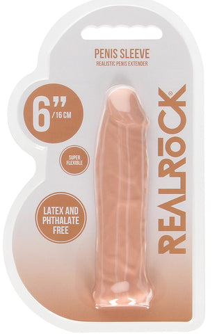 Realrock 6 Inch Realistic Penis Sleeve 15.2 cm Penis Extension Sleeve 6 Inches Flesh Pink > Sex Toys For Men > Penis Sleeves