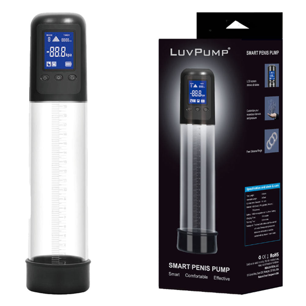 LuvPump Smart – USB Rechargeable Automatic Penis Pump with LCD Display Clear > Pumps > Penis Pumps Electric