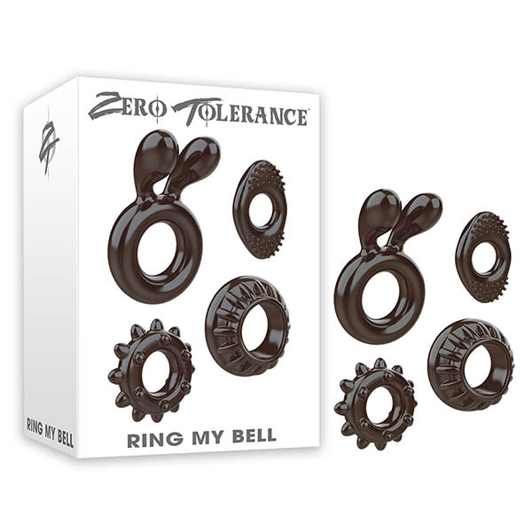 Zero Tolerance Ring My Bell Cock Rings Set of Four Black COCK RING Set