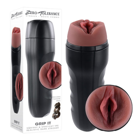 Zero Tolerance Grip It Dark Vagina Stroker Brown Strokers - Manual