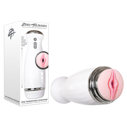 Zero Tolerance Thrusting Stroker 28cm USB Rechargeable Masturbator White Strokers - Auto