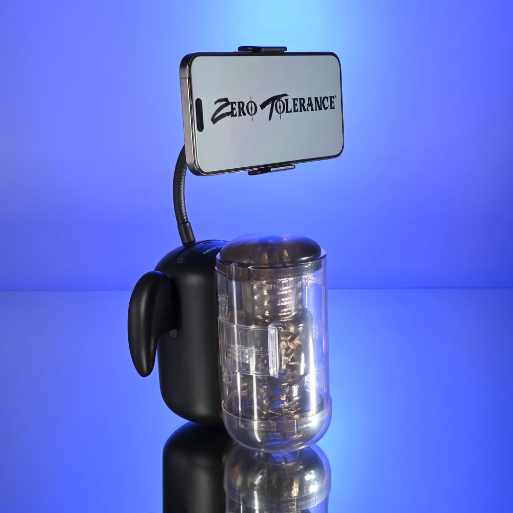 Zero Tolerance Hold Me Tight – USB Rechargeable Vibrating Heated Auto Stroker with Phone Holder Secondary image