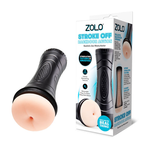 Zolo Backdoor Action – Textured Lifelike Stroker Sleeve Beige > Sex Toys For Men > Masturbators > Manual