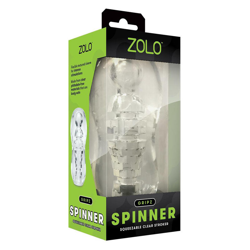 Zolo Gripz Spinner (Clear) – Squeezable Stroker > Sex Toys For Men > Masturbators Manual