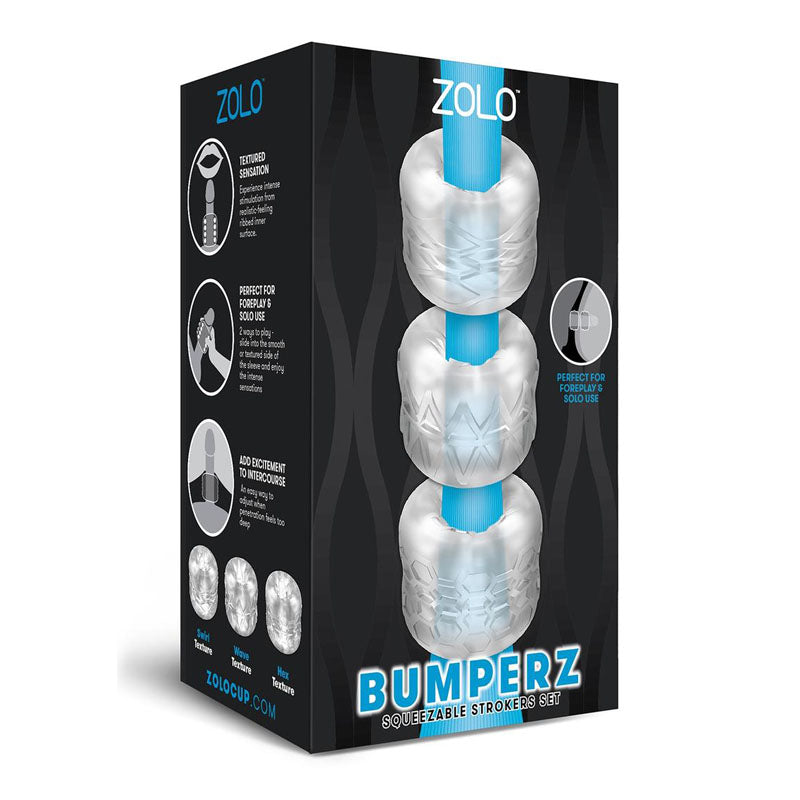 Zolo Bumperz 3 Piece Set – Textured Strokers > Sex Toys For Men > Masturbators > Manual