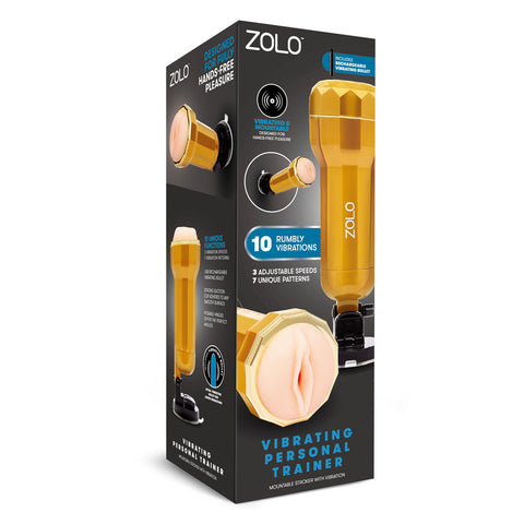 Zolo Vibrating Personal Trainer Hands-Free Stroker with 10 Functions Flesh Strokers - Auto