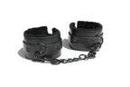 Sex & Mischief Shadow Fur Handcuffs - Black Vegan Leather > Bondage Gear > Restraints