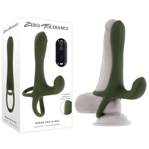 Zero Tolerance Strap Tap And Go USB Rechargeable Penis Sleeve Green SLEEVES