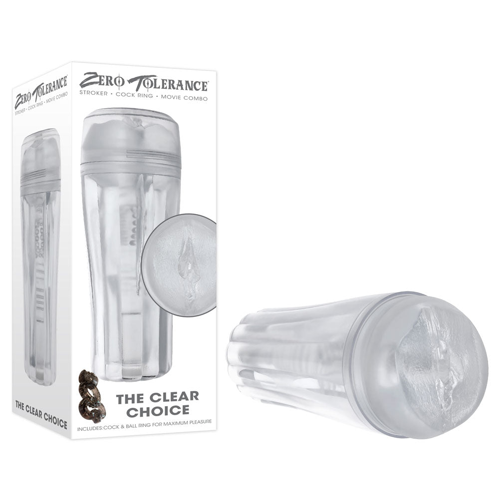Zero Tolerance The Choice Realistic Stroker with Beaded Inner Channel Clear Strokers - Manual