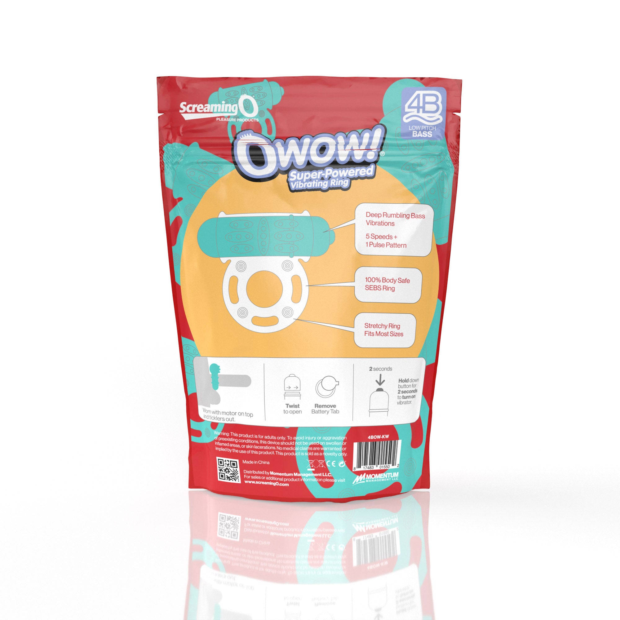 Screaming O 4B OWow Vibrating Ring – Body-Safe SEBS, Low Pitch Bass Vibrator Ring Secondary image