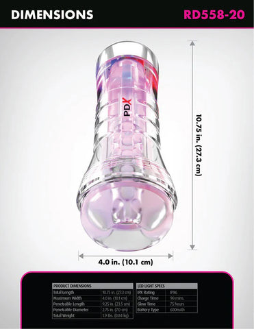 PDX Elite ViewTube XXL (Clear) – LED Stroker > Sex Toys For Men > Masturbators > Manual