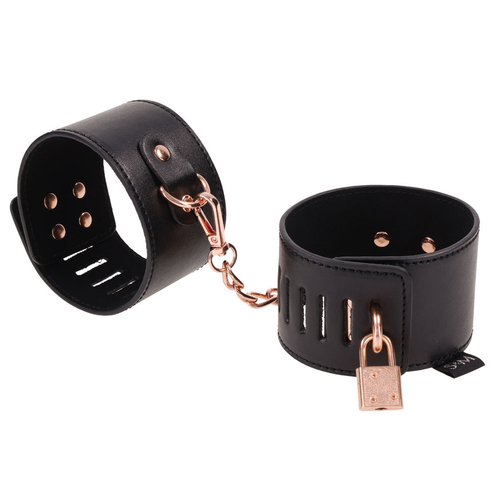 Sex & Mischief Brat Locking Cuffs - Rose Gold Hand Cuffs Black > Bondage Gear > Restraints