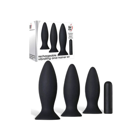 Adam & Eve Rechargeable Vibrating Anal Trainer Kit 3 Sizes Black > Anal Range > Butt Plug Kits