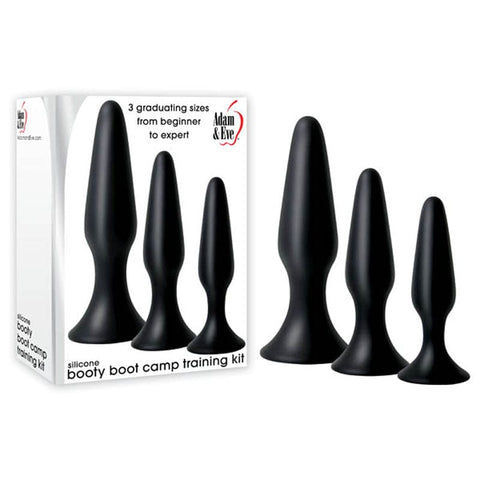 Adam & Eve Silicone Booty Boot Camp Training Kit for Pleasure Black > Anal Range > Butt Plug Kits