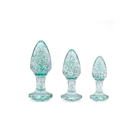 Adam & Eve Glitter Gem 3-Piece Butt Plug Set - Blue Sparkle > Anal Range > Jewel Butt Plugs
