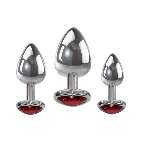 Adam & Eve Three Hearts Gem Anal Plug Set - Red Heart Base > Anal Range > Jewel Butt Plugs