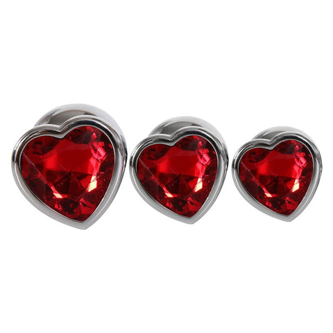 Adam & Eve Three Hearts Gem Anal Plug Set - Red Heart Base > Anal Range > Jewel Butt Plugs