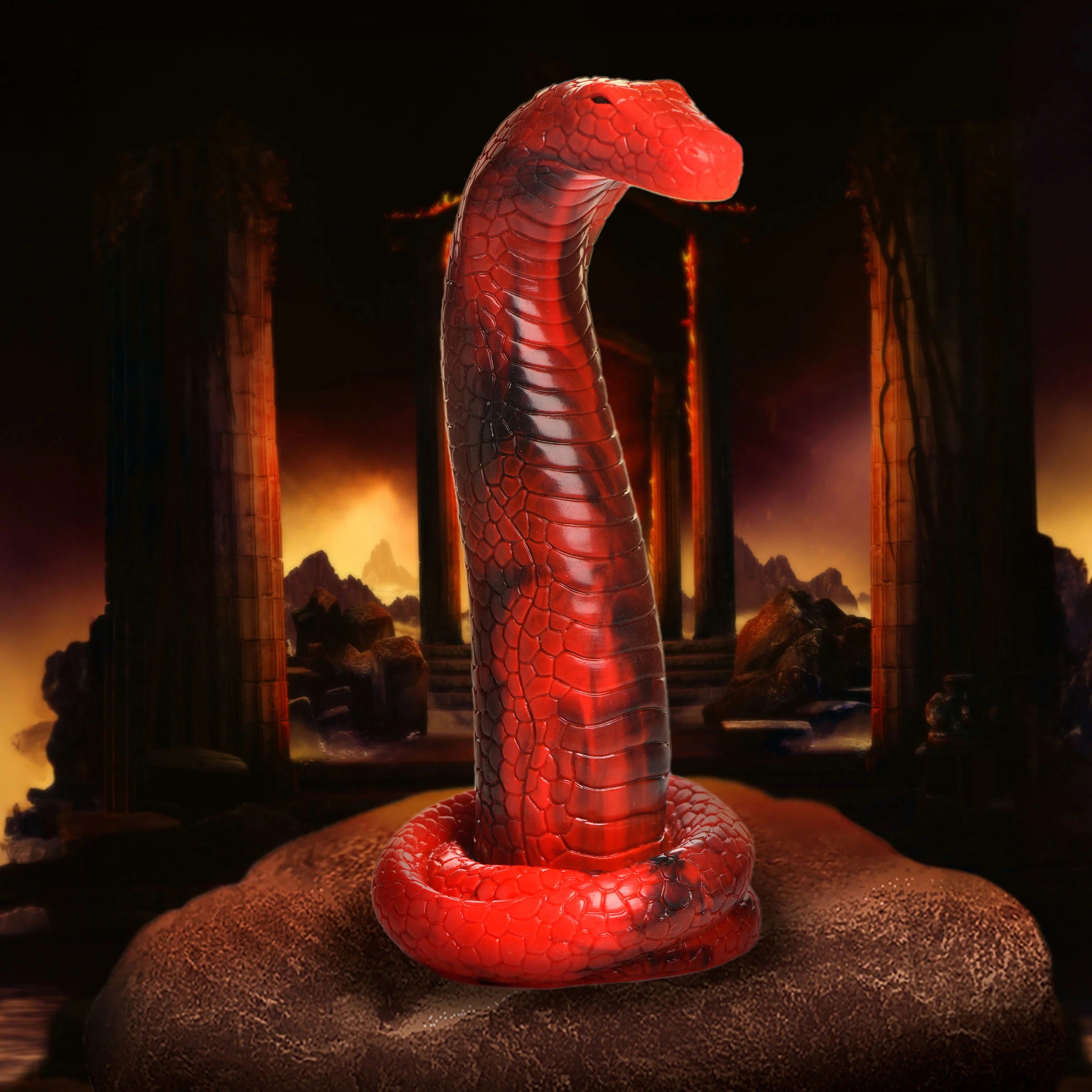 Creature Cocks King Cobra Silicone Dildo – Large Textured 12 Inch Silicone Dildo Red > Dildos > Fantasy