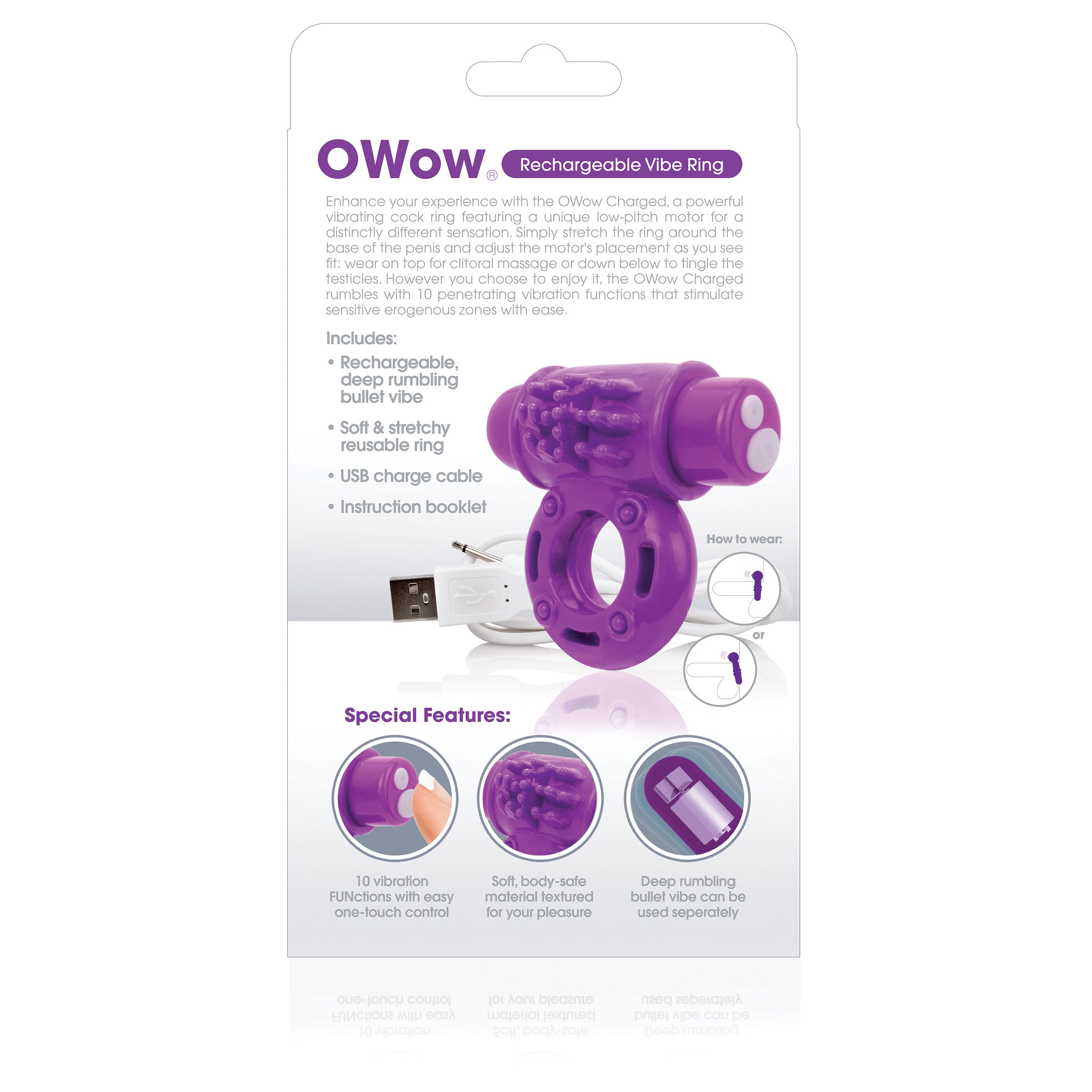 O Wow Ring – Rechargeable Vibrating Cock Ring with 10 Vibration Functions > Cock Ring > Vibrating