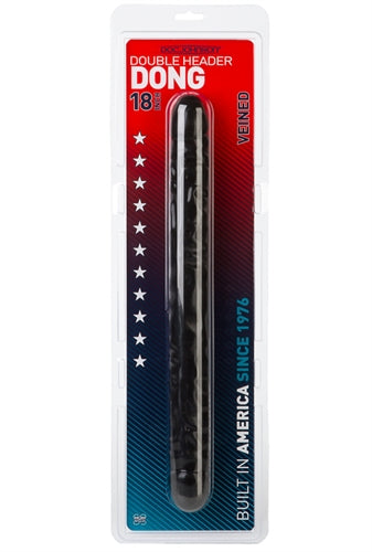 Double Header 18 Inch Veined Dong Black – Large Double-Ended Dong > Dildos > Double Dildos