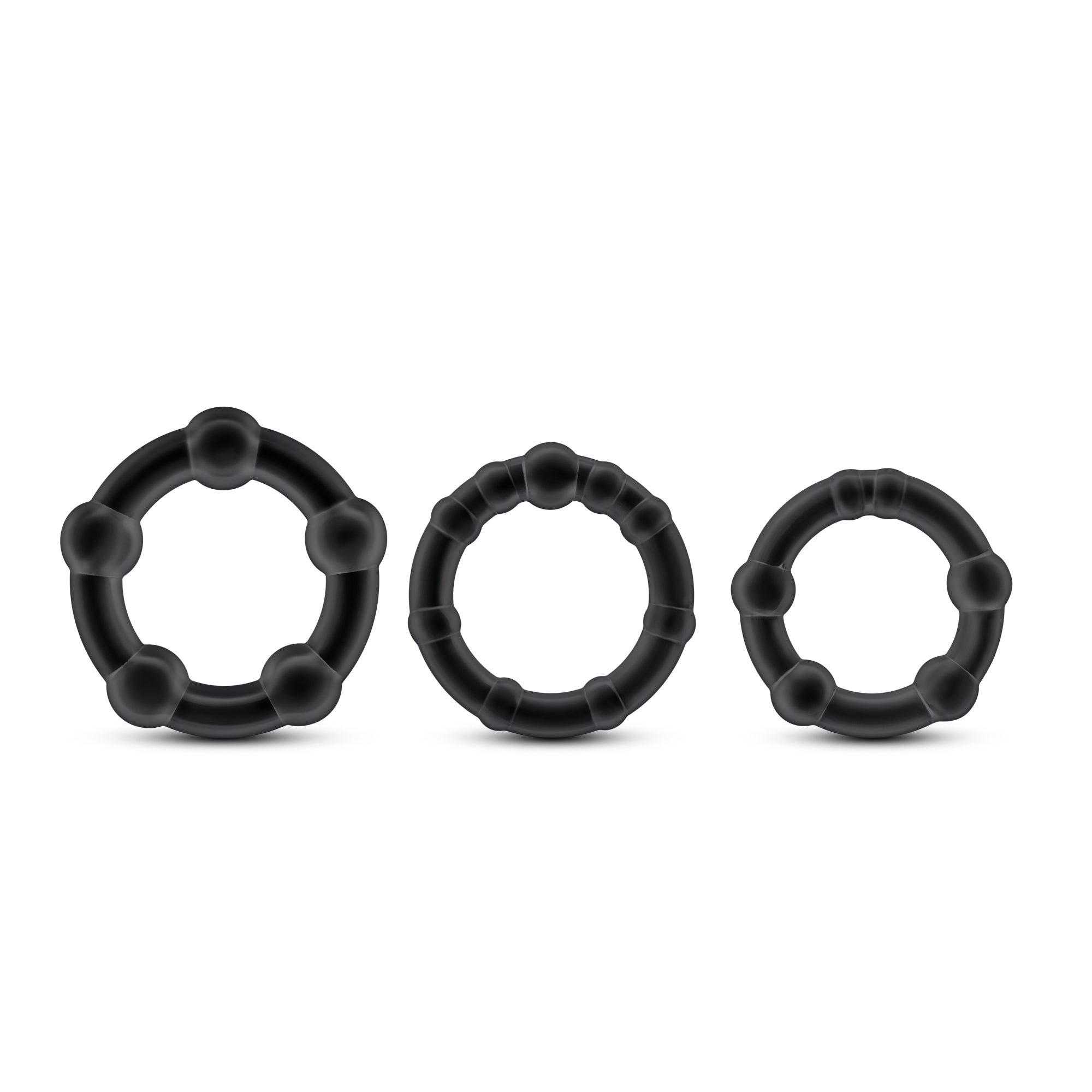 Stay Hard Beaded Cock Rings Set of 3 Sizes for Enhanced Performance Black COCK RING Set