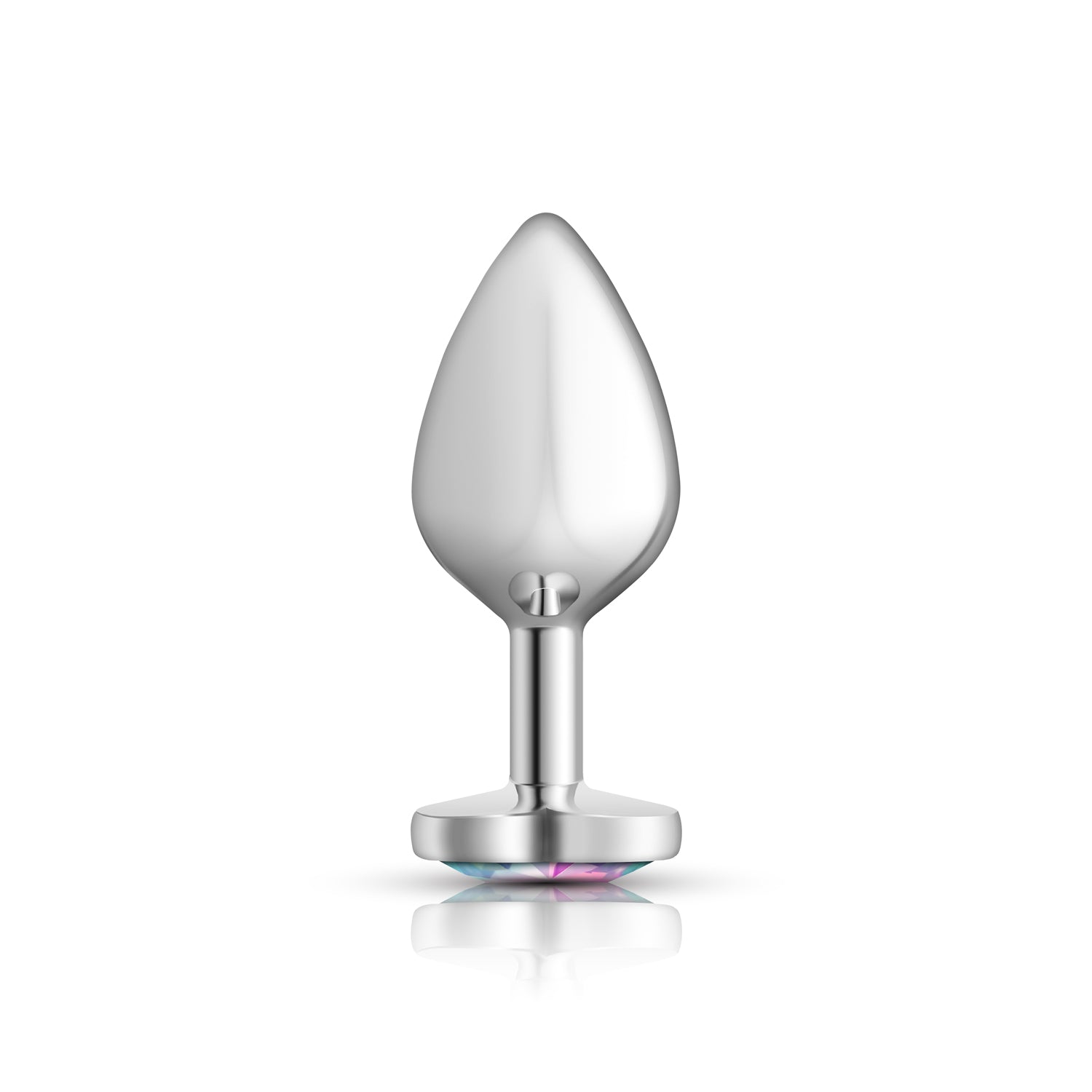 Cheeky Charms Silver Metal Butt Plug with Heart Clear Jewel Medium > Anal Range > Jewel Butt Plugs