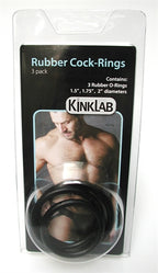 KinkLab Rubber Cock Rings Set of 3 Sizes Comfortable Black > Cock Ring > Sets