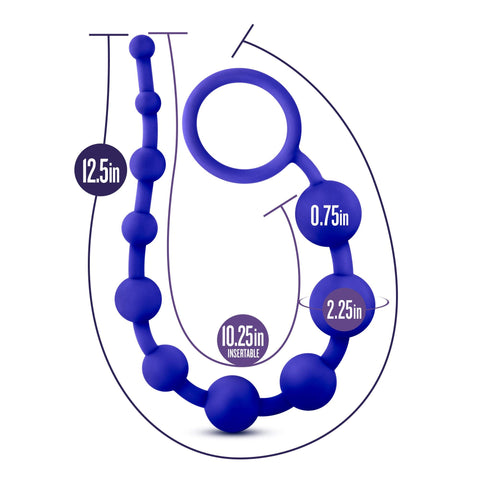 Luxe Silicone 10 Beads Indigo Anal Toy 12.5 Inch Length
