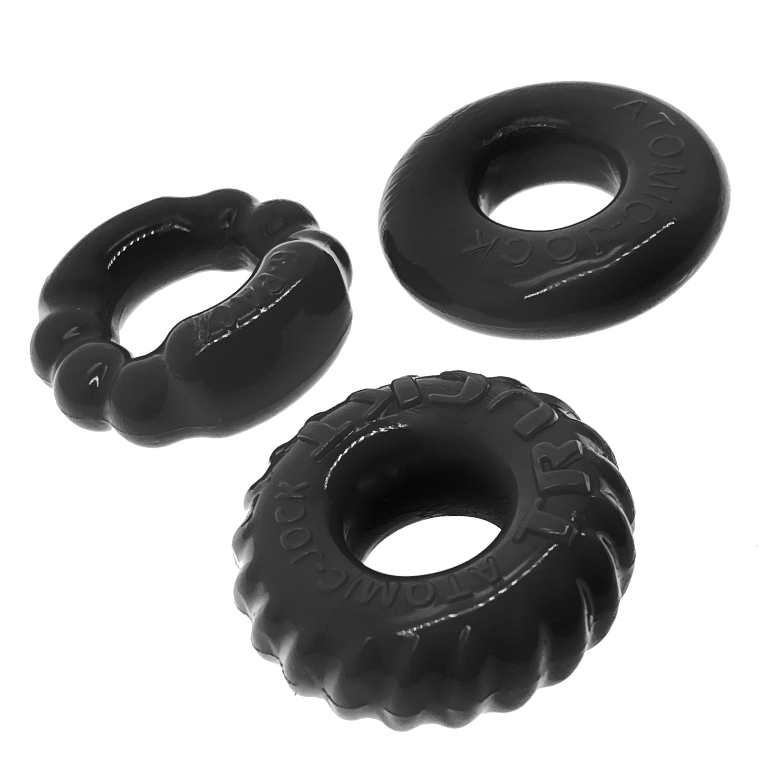 Bonemaker Three Piece Cockring Set Black COCK RING Set