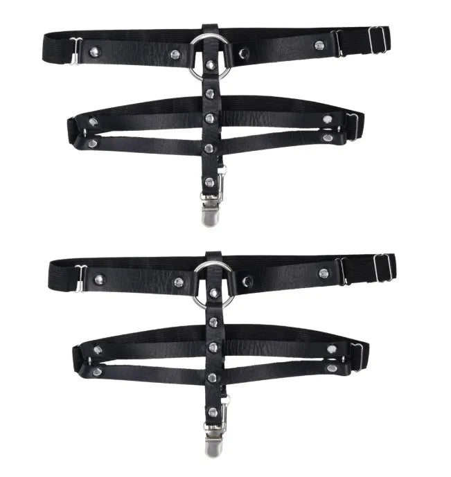 Shadow Garters – Faux Leather Garter Straps with Silver Hardware Secondary image