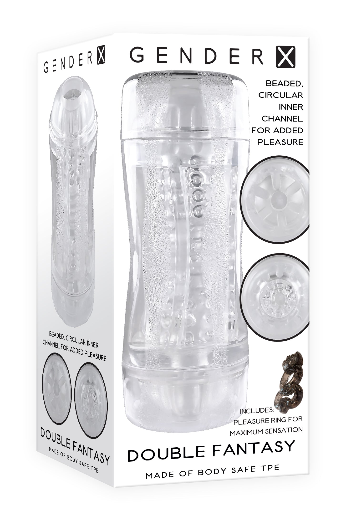 Gender X Double Fantasy – Dual-Ended Transparent Stroker > Sex Toys For Men > Masturbators Cup