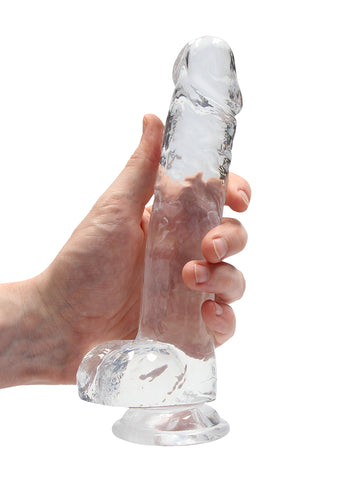 REALROCK Crystal Clear 8 Inch Realistic Dildo with Balls – Body-Safe Dildo > Dildos > Realistic Dildos