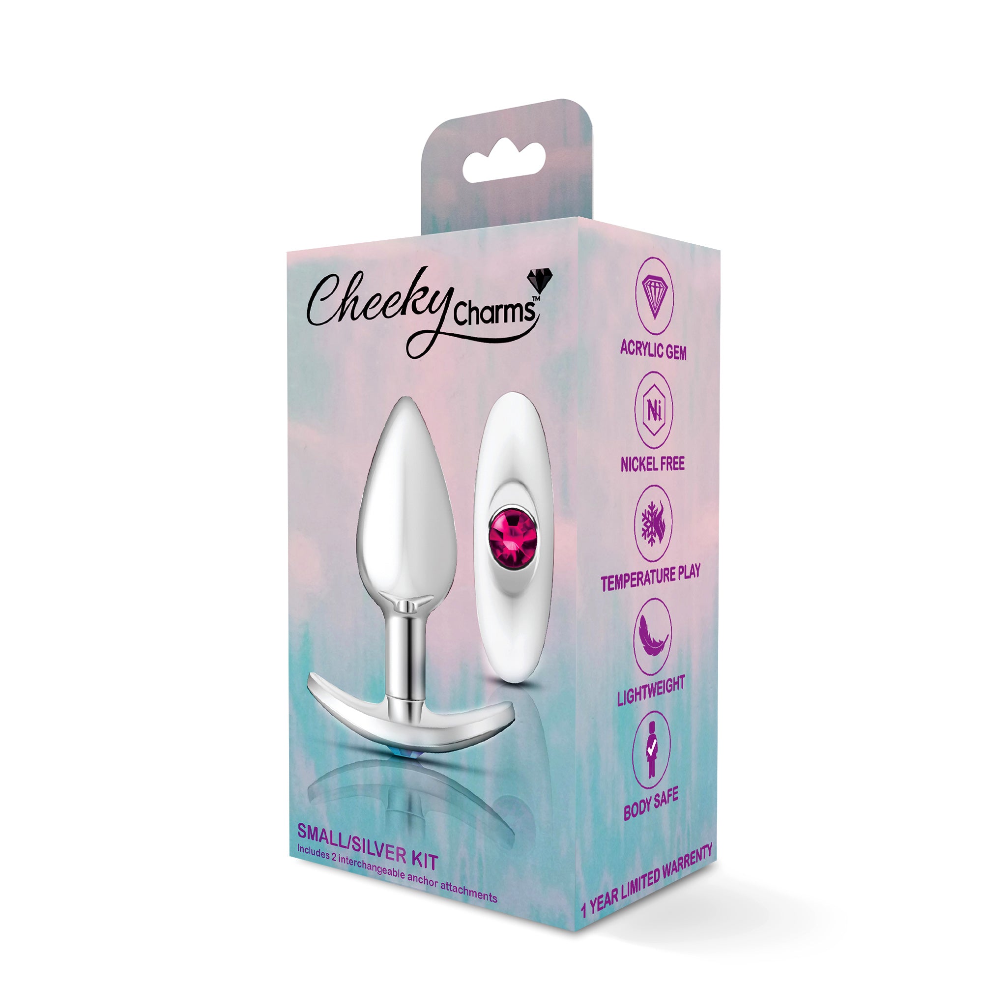 Cheeky Charms Silver Anchor Butt Plug with Clear and Pink Jewel > Anal Range > Jewel Butt Plugs