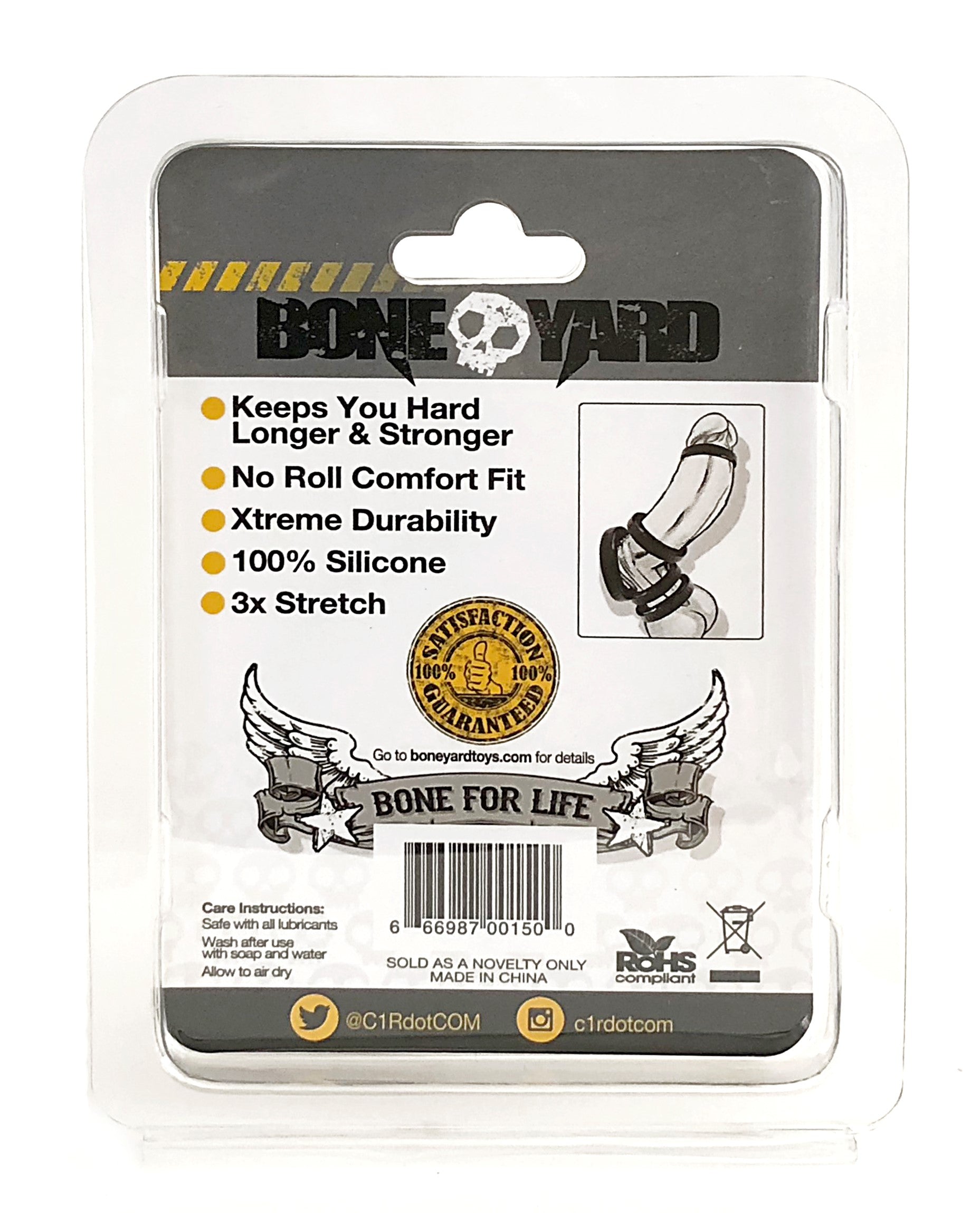 Boneyard Silicone Ring 50mm Black > Cock Ring > Single