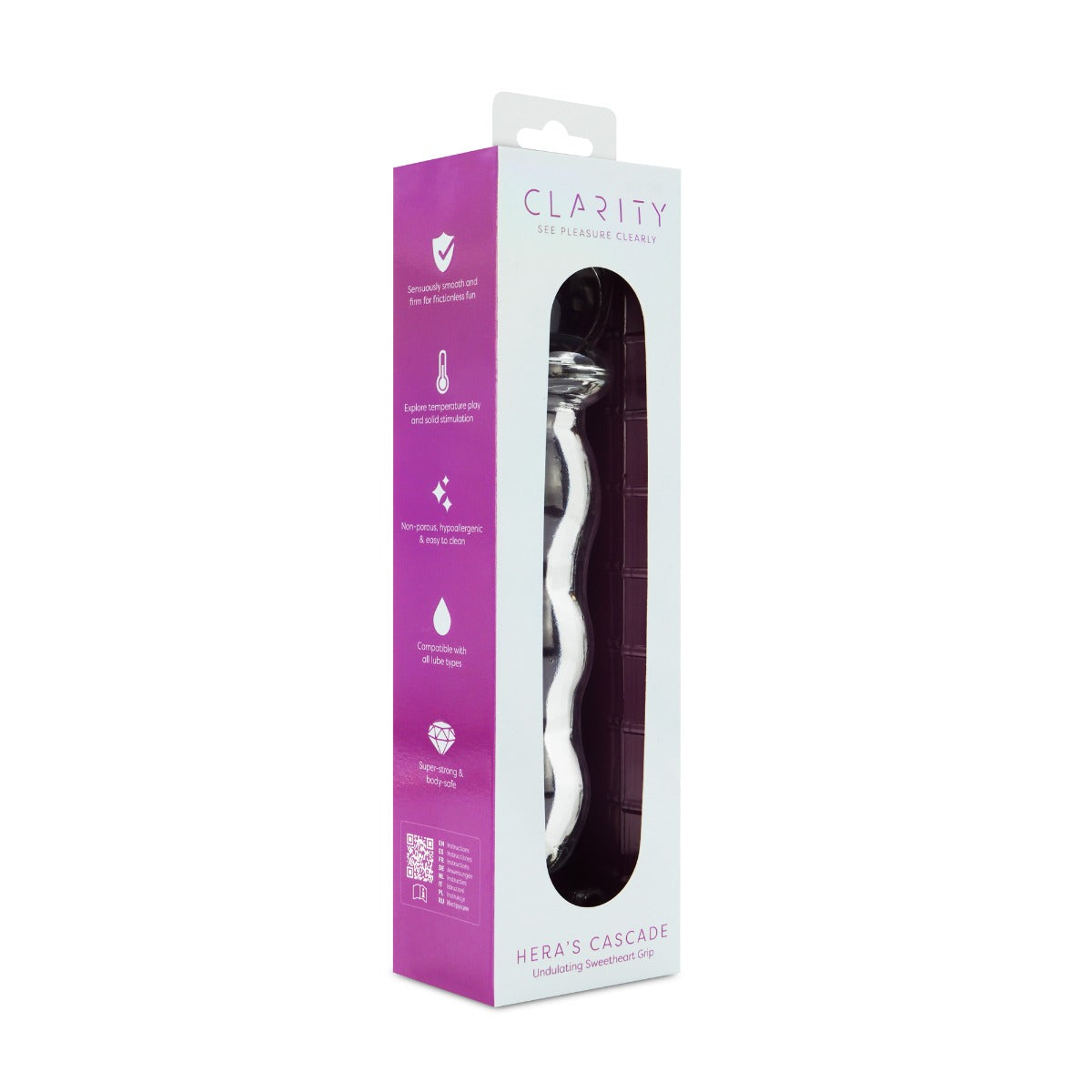 Hera's Cascade Handblown Borosilicate Glass Dildo – Sculptural Handle 5.9 Inch Insertable Length > Glass > Dildos