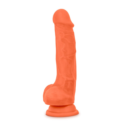 Neo Elite 7.5 Inch Silicone Dual Density Cock with Balls Neon Orange DONGS