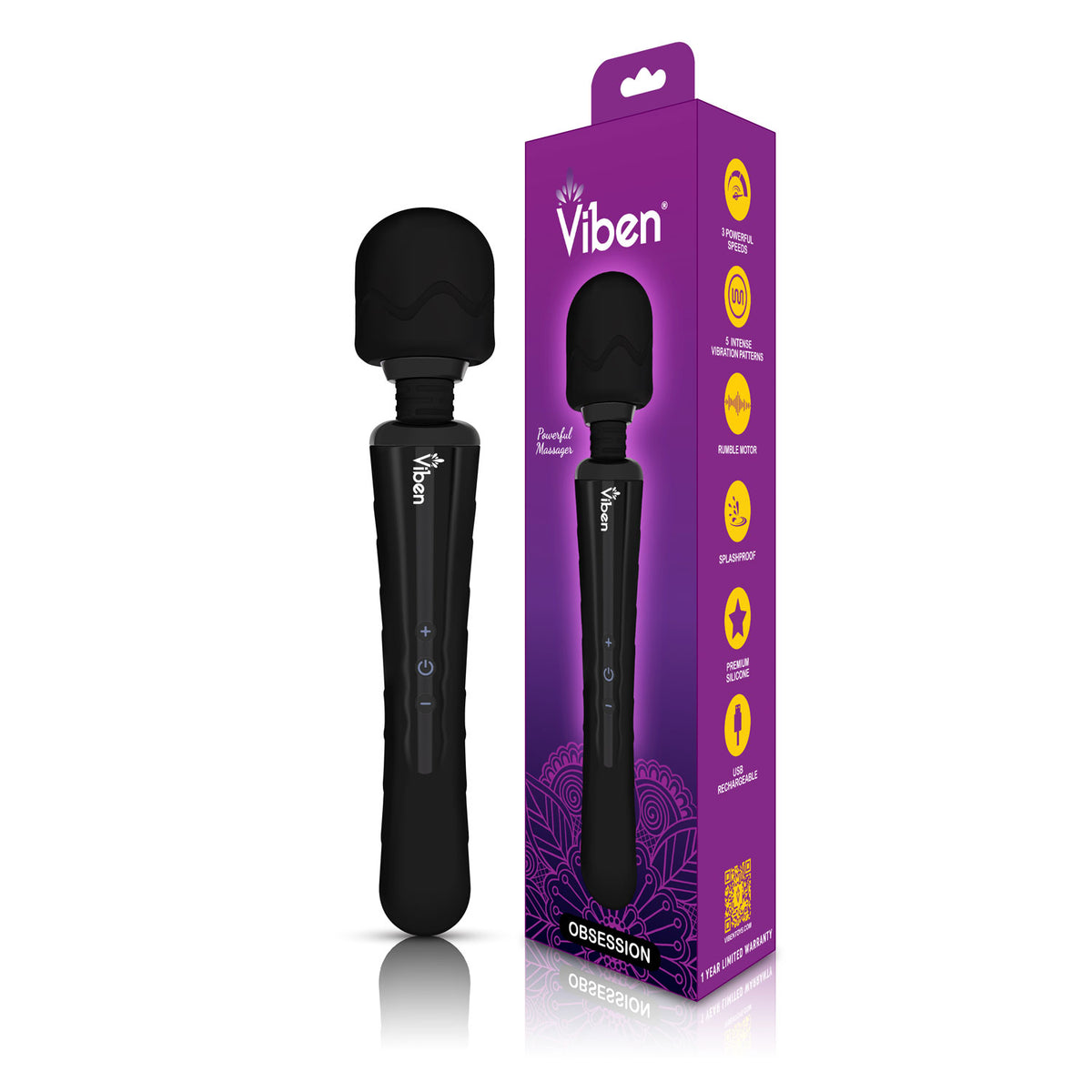 Viben Obsession Wand Massager in Black > Sex Toys > Massage Wands